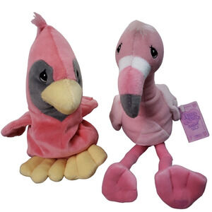 Vintage 90s Precious Moments Tender Tails Flamingo & Cardinal Plush Toys EUC